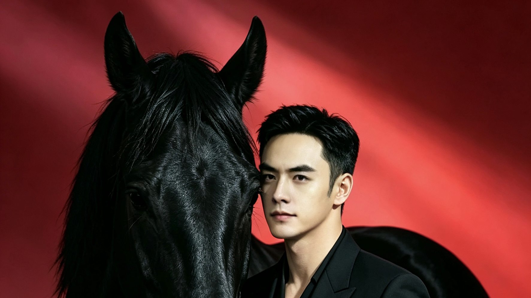 翁振軒 Sean Own 商務形象照——黑色西裝與黑馬